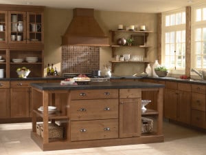 Concord Rustic Alder Harvest Kitchen Cabinet and Kitchen Organizers