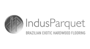 Tile 1 A gray "iP" logo next to "IndusParquet" and "BRAZILIAN EXOTIC HARDWOOD FLOORING" on a white background.